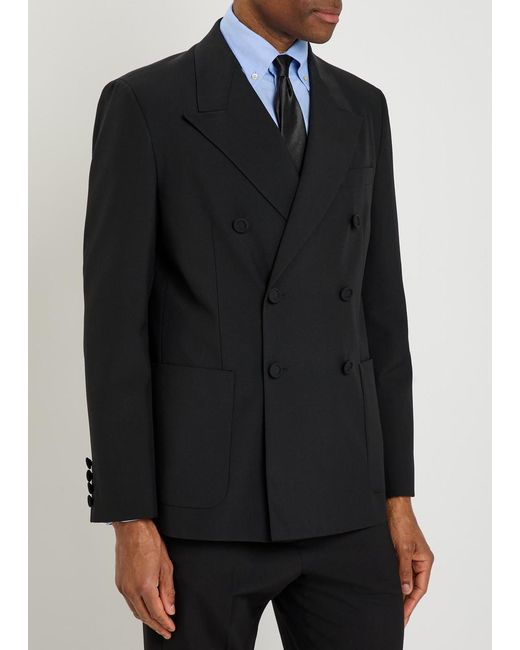 Valentino Black Double-Breasted Wool Blazer for men