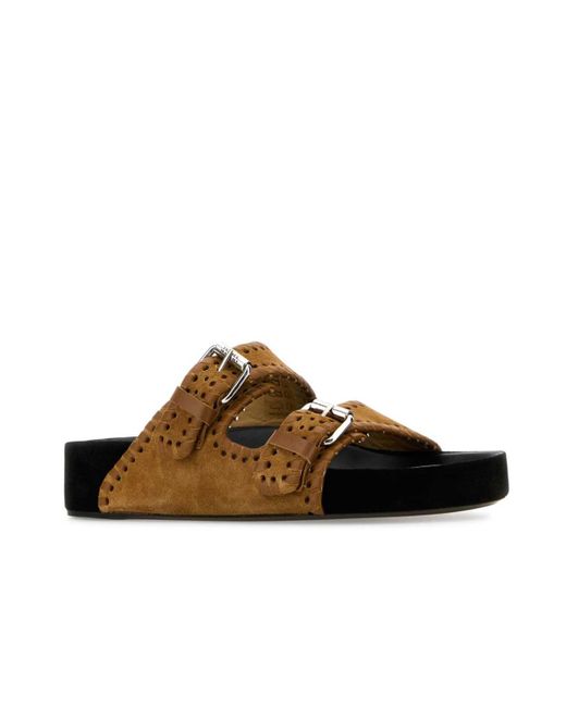 Isabel Marant Brown Round Head Slippers