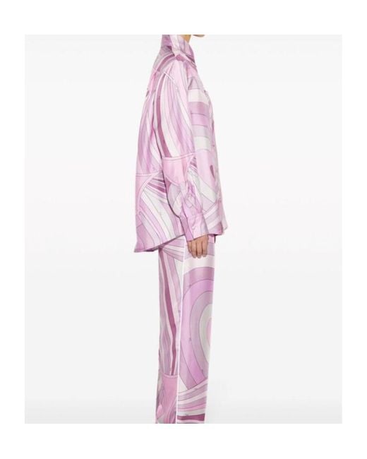 Emilio Pucci Purple Iride-Print Silk Shirt