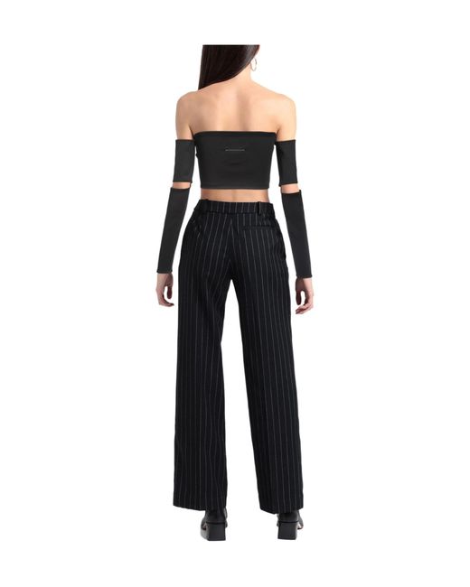 MM6 by Maison Margiela Black Solid-Colored Form-Fitting Cropped Top