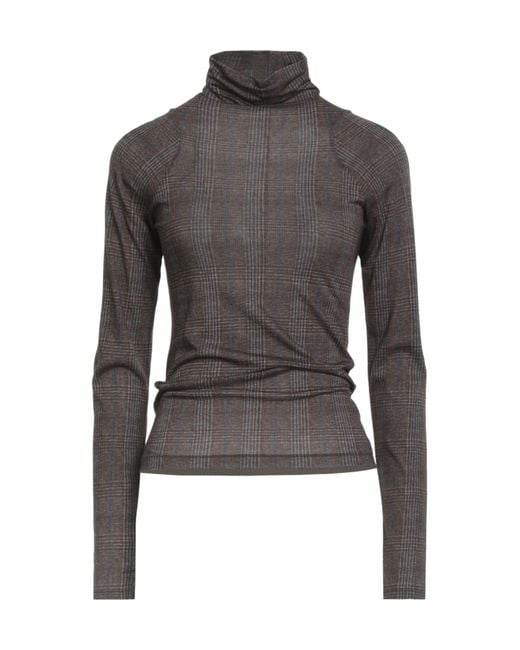 Rag & Bone Gray Plaid Long-Sleeve Turtleneck Top