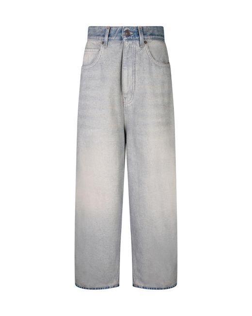 Balenciaga Gray Logo Patch Oversized Jeans