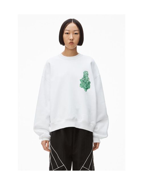 Alexander Wang White Graphic-Print Cotton Sweatshirt
