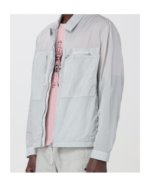 C P Company Gray Zipped Bomber Jacket for men