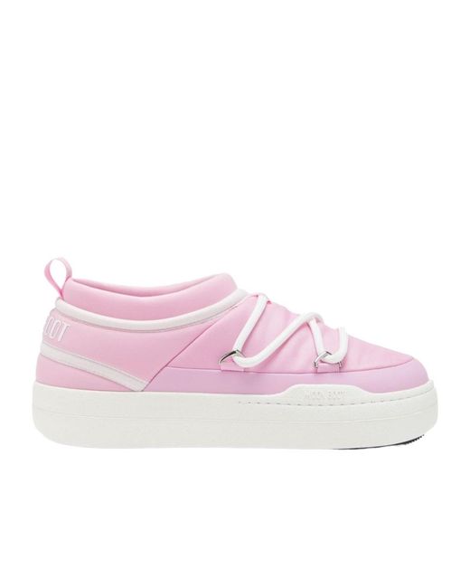 Moon Boot Pink Park Icon Round Toe Sneakers