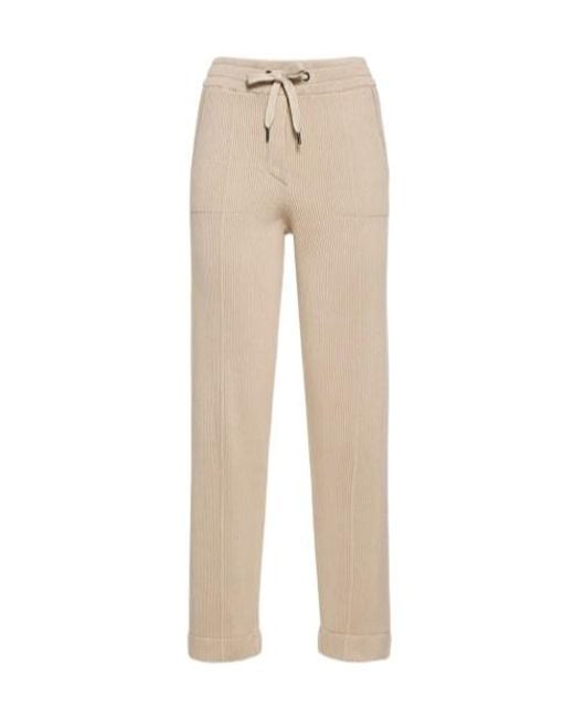 Brunello Cucinelli Natural Drawstring Waist Casual Trousers