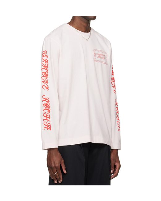 Simone Rocha White Pillowcase Logo-Print Long-Sleeved T-Shirt for men