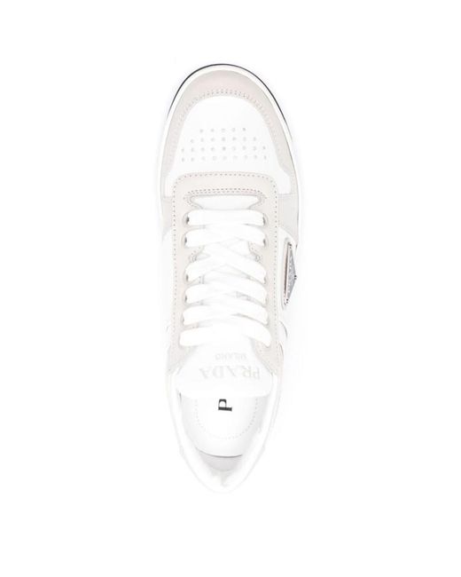 Prada White Downtown Lace-Up Sneakers
