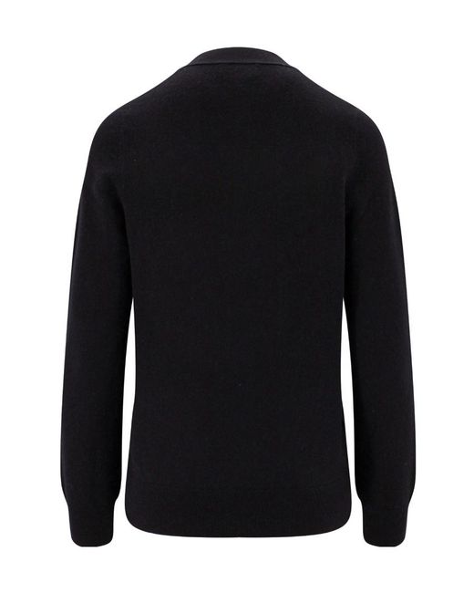 A.P.C. Black V-Neck Logo Embroidered Cardigan