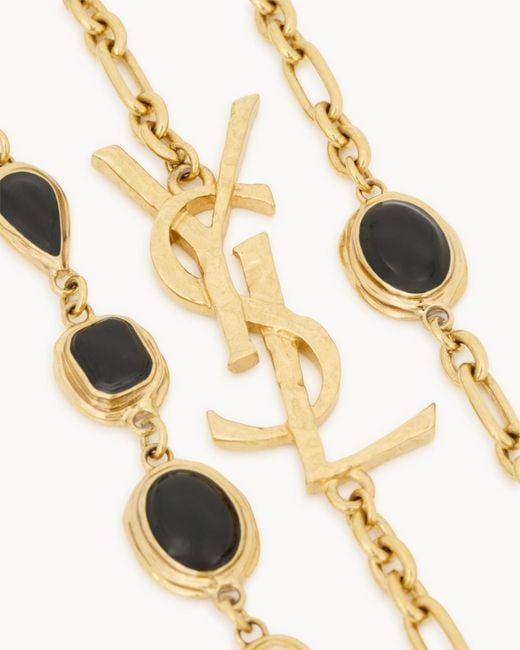 Saint Laurent White Long Chain Necklace