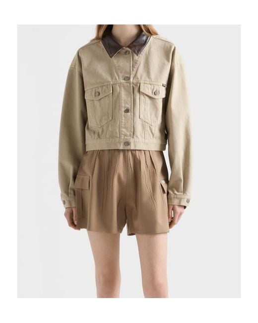 Prada Natural Cropped Old Denim Jacket
