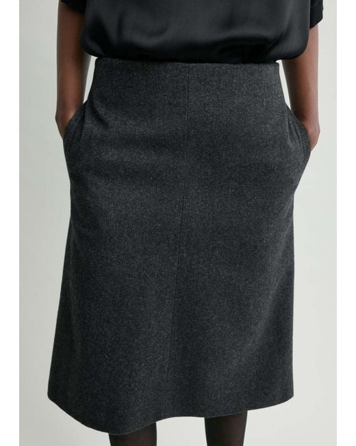 Totême  Black Slit Midi Skirt
