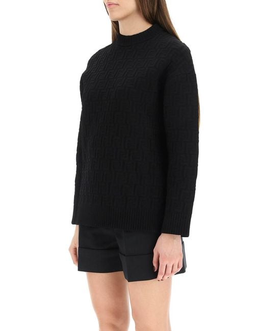 Fendi Black Monogram Embossed Knit Jumper
