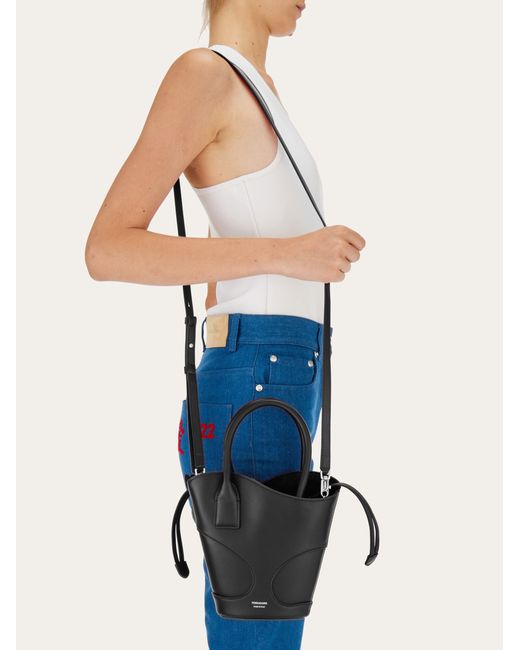 Ferragamo Black Ferragamo Cut Out Detailed Bucket Bag