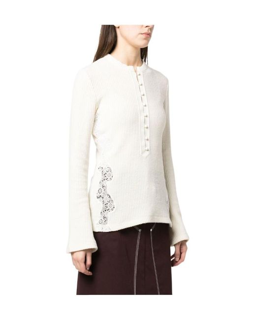 Chloé White Chloé Flare Sleeved Knit Top