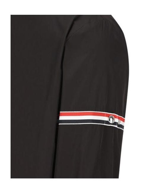 Thom Browne Black Stripe Detailed Zip-Up Jacket for men