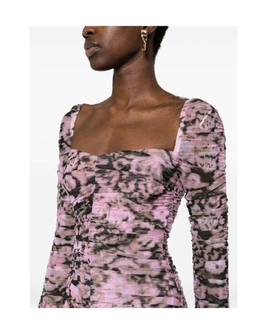 Pinko Multicolor Floral Printed Ruched Midi Dress