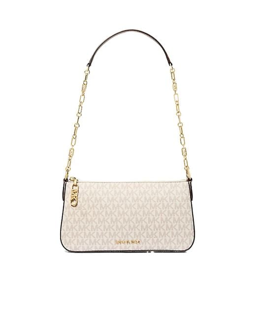 Michael Kors White Michael Empire Medium Signature Logo Chain-Link Pochette
