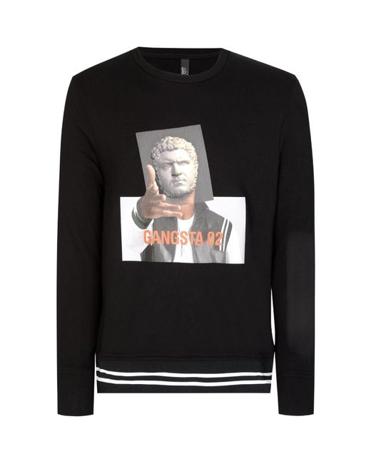 Neil Barrett Black Graphic Printed Crewneck Sweatshirt for men