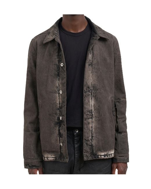 Rick Owens Black Collared Long-Sleeved Casual Jacket for men
