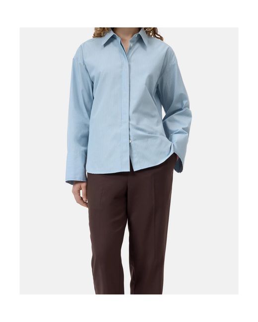 Closed Blue Long-Sleeve Striped Cotton Shirt