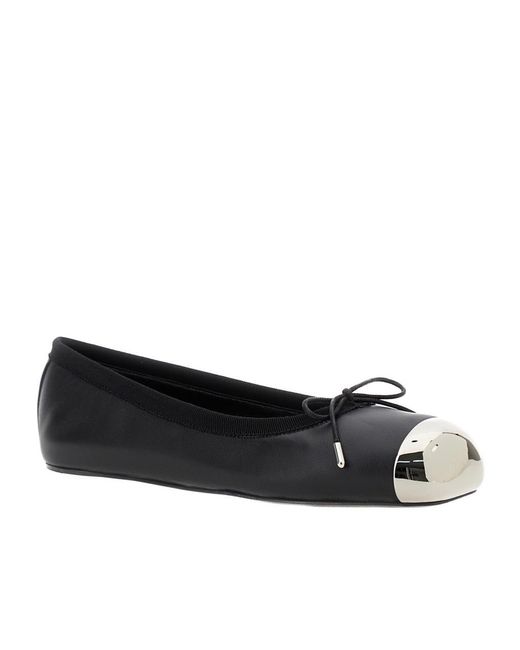 McQueen Black Punk Bow-Detailed Ballet Flats