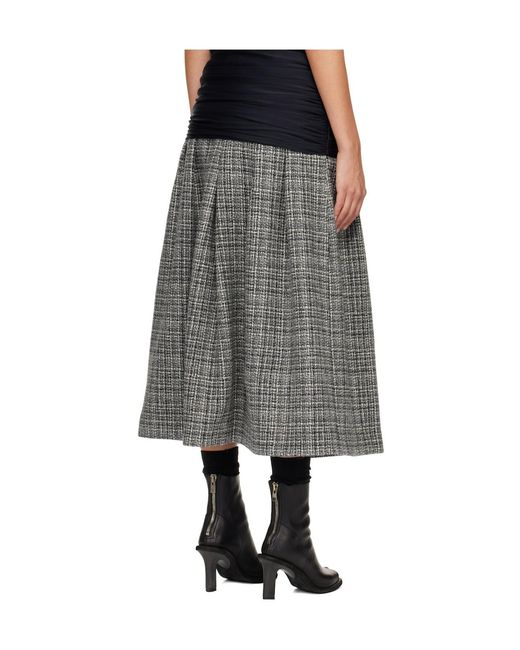 STEFAN COOKE Gray Elastic Waist Wool Midi Skirt