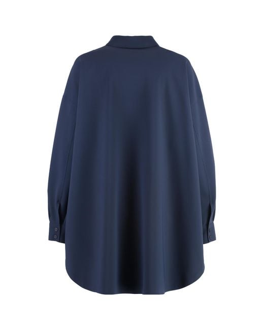 Herno Blue Scuba Single-Breasted Stretched Coat
