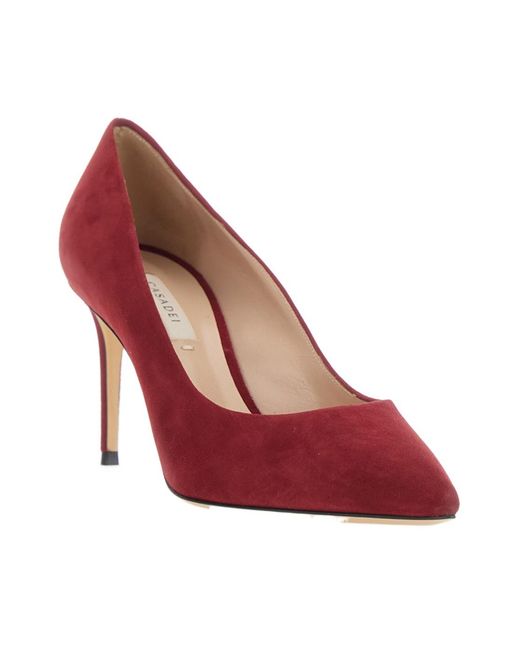 Casadei Red Pointed 80Mm Heeled Pumps