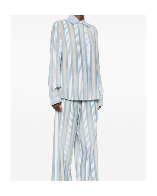 Ermanno Scervino Blue Striped Buttoned Shirt