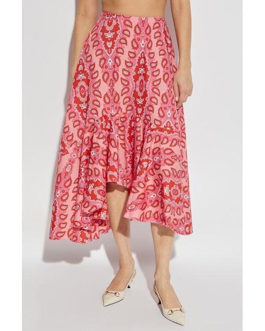 Etro Red Printed Midi Skirt