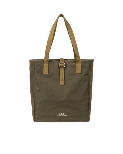 A.P.C. Green Archive Buckle Tote Bag for men