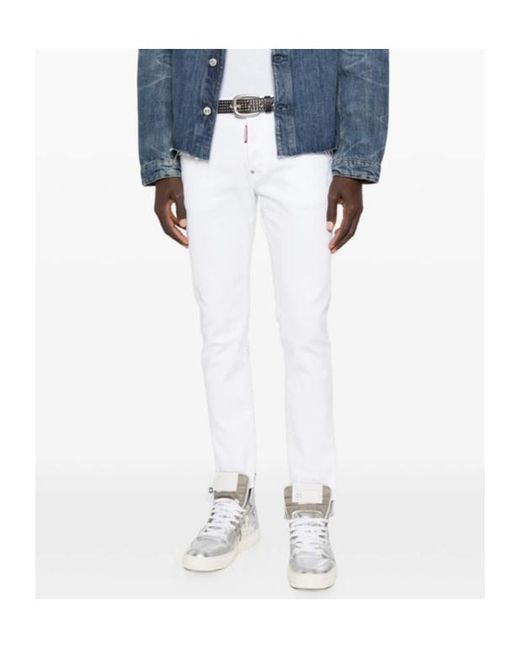 DSquared² White Skater Rivet Skinny Five-Pocket Jeans for men