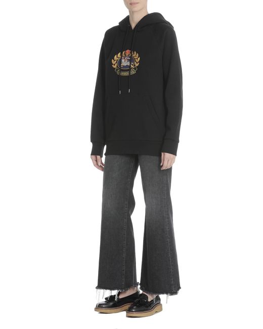 Burberry Black Embroidery Logo Hooded Hooded Hoodie