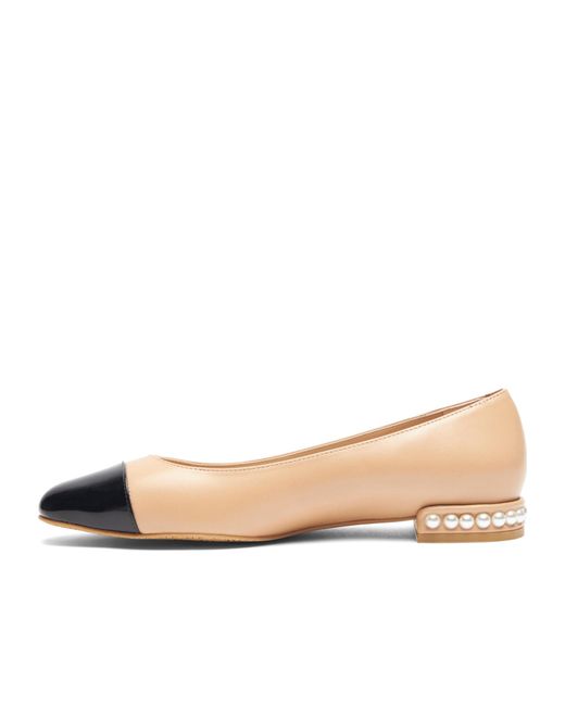 Stuart Weitzman Natural Pearl Flat Leather Ballerina Shoes
