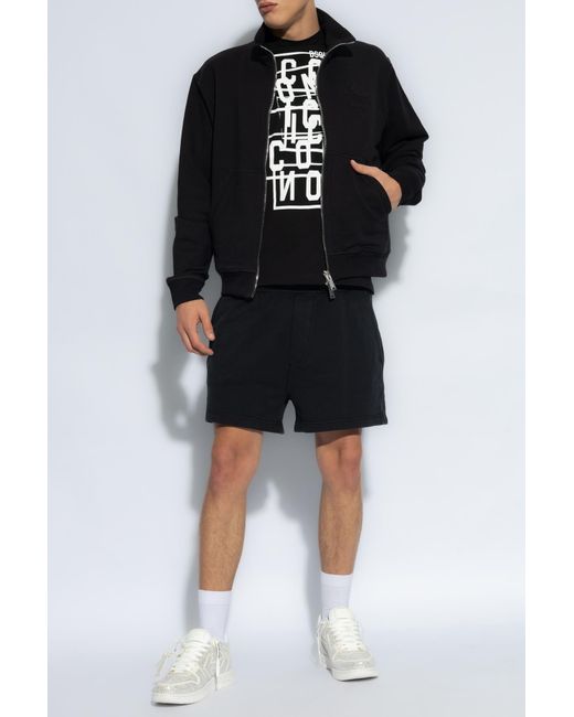DSquared² Black Logo-Print Track Shorts for men