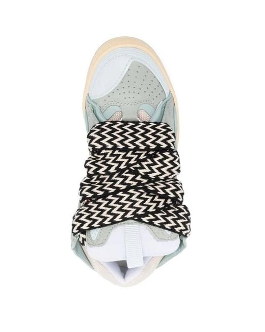 Lanvin White Curb Round Toe Lace-Up Sneakers