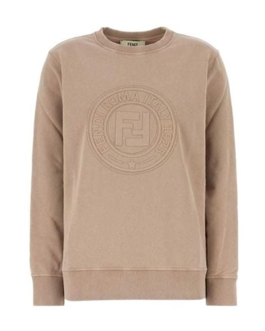 Fendi Natural Ff Long Sleeved Crewneck Sweatshirt