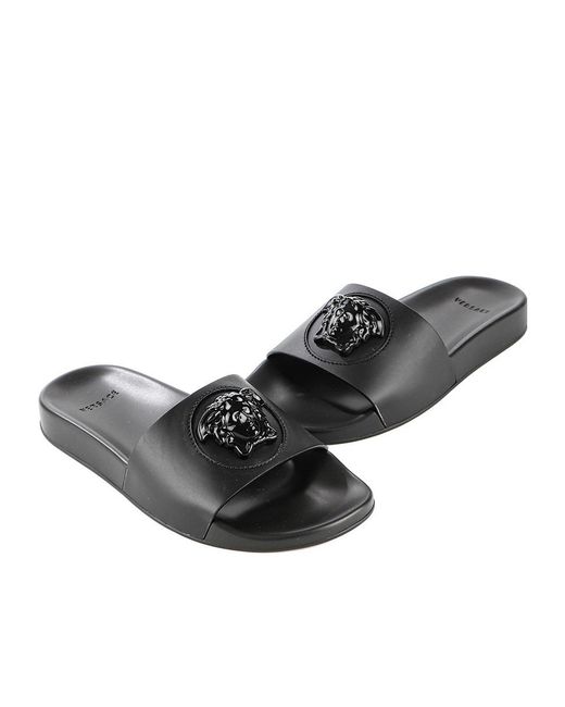 Versace Black Flat Sandals