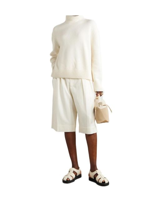 Loro Piana White Turtleneck Knitted Jumper