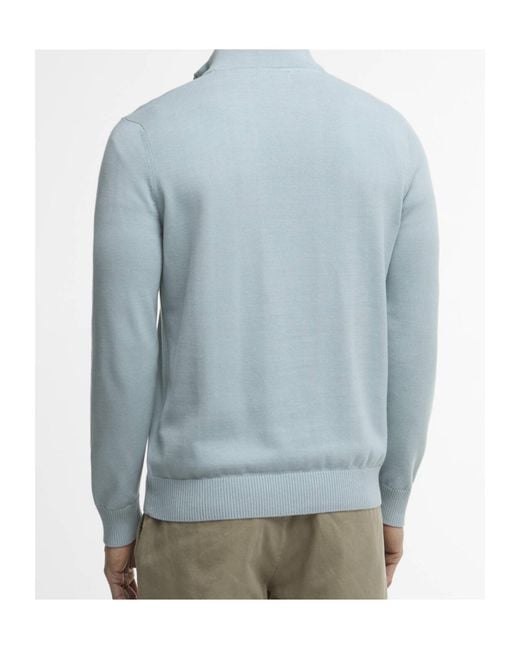 Barbour Blue Half-Zip Knit Sweater for men