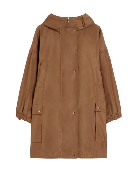 Max Mara Brown Cotton-Blend Faille Parka