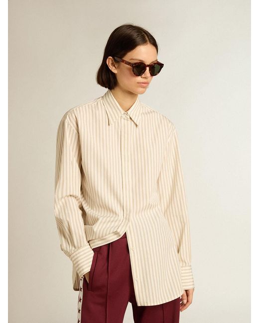 Golden Goose Deluxe Brand White Striped Long-Sleeved Shirt