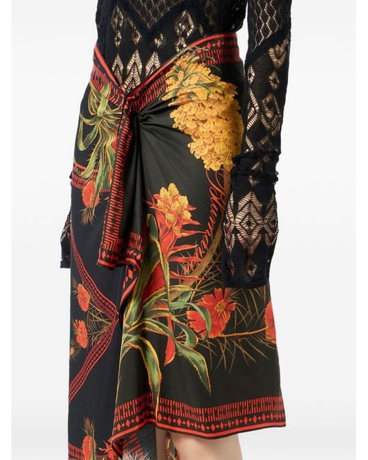 Blumarine Red Printed Half-Length Skirt