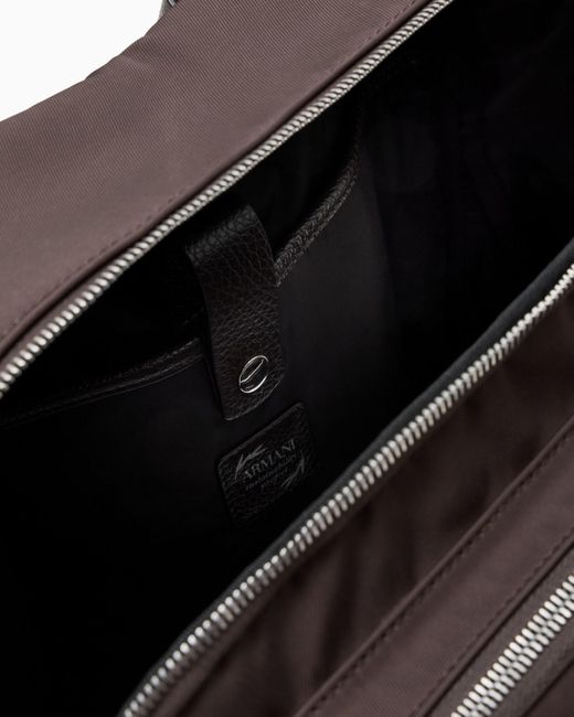 Giorgio Armani Black Logo Printed Zipped Backpack for men