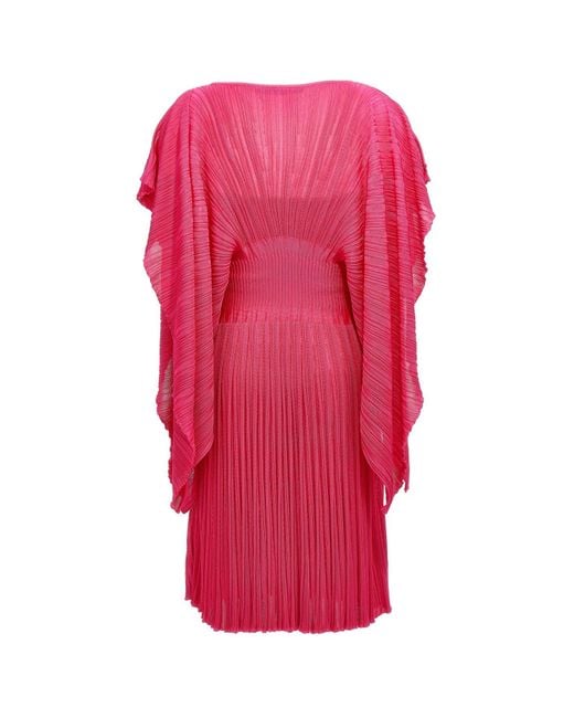 Antonino Valenti Pink Pleated Fitted Waist Dress