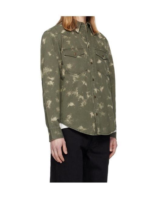 Isabel Marant Green Curved-Hem Shirt for men