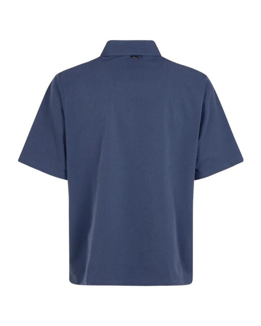 Herno Blue Seer-Crease Short Sleeved Shirt for men