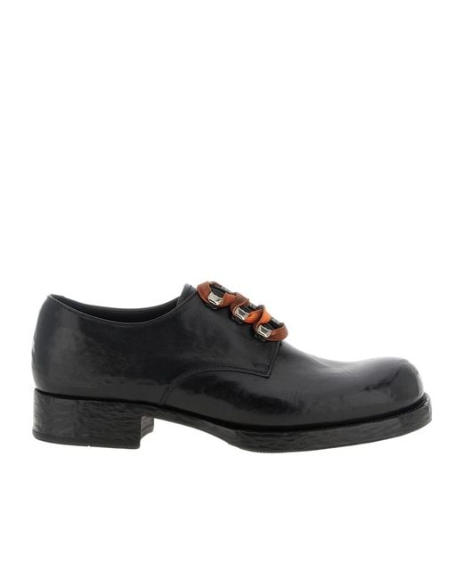 Prada Black Round-Toe Lace-Up Shoes for men