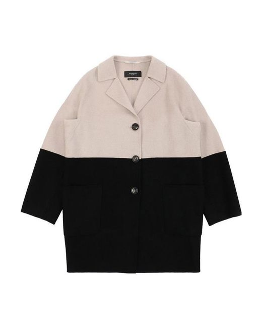 Weekend by Maxmara Black Wool Patchwork Coat